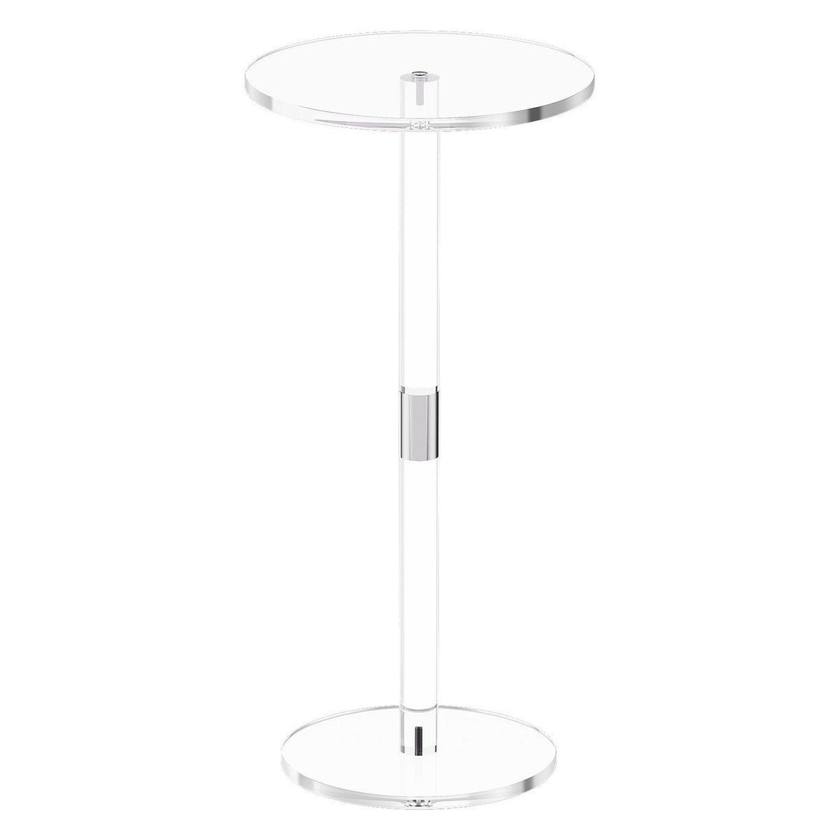 Acrylic Drink Table, Clear End Table Round Top with Solid Post, Modern Acrylic Cake Table Stand, Transparent Side Desk for Coffee, Drink, Food, Snack, Easy Assembly, 25.4 x 25.4 x 54 cm (Clear)