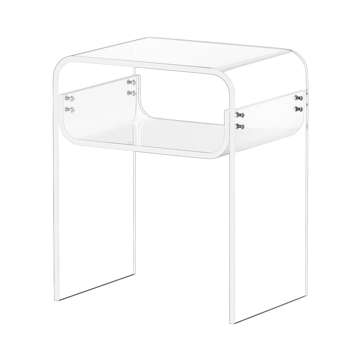 Acrylic Side Table, 2 Tiers Clear Bedside Table with Storage Shelf, Modern Rectangle Acrylic End Desk, Transparent Thick Nightstand for Bedroom, Living Room, Study, 30 x 40 x 50 cm (Clear)