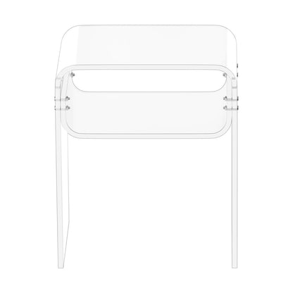 Acrylic Side Table, 2 Tiers Clear Bedside Table with Storage Shelf, Modern Rectangle Acrylic End Desk, Transparent Thick Nightstand for Bedroom, Living Room, Study, 30 x 40 x 50 cm (Clear)