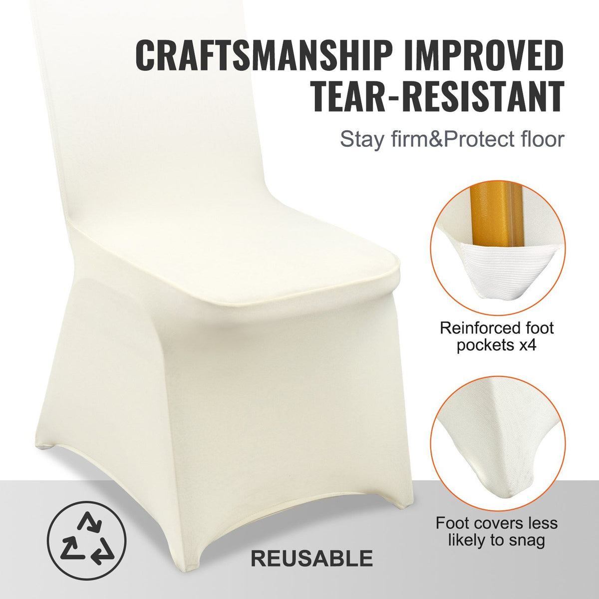 Stretch Spandex Folding Chair Covers, Universal Fitted Chair Cover, Removable Washable Protective Slipcovers, for Wedding, Holiday, Banquet, Party, Celebration, Dining (30PCS Beige)