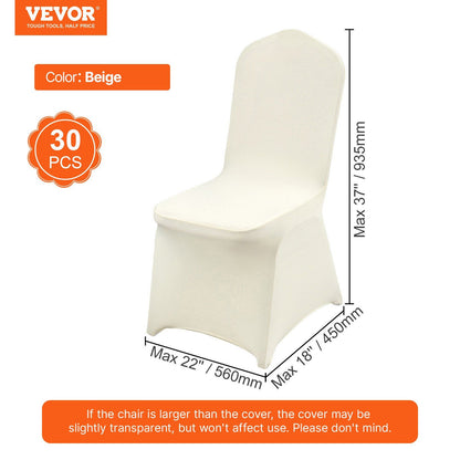 Stretch Spandex Folding Chair Covers, Universal Fitted Chair Cover, Removable Washable Protective Slipcovers, for Wedding, Holiday, Banquet, Party, Celebration, Dining (30PCS Beige)