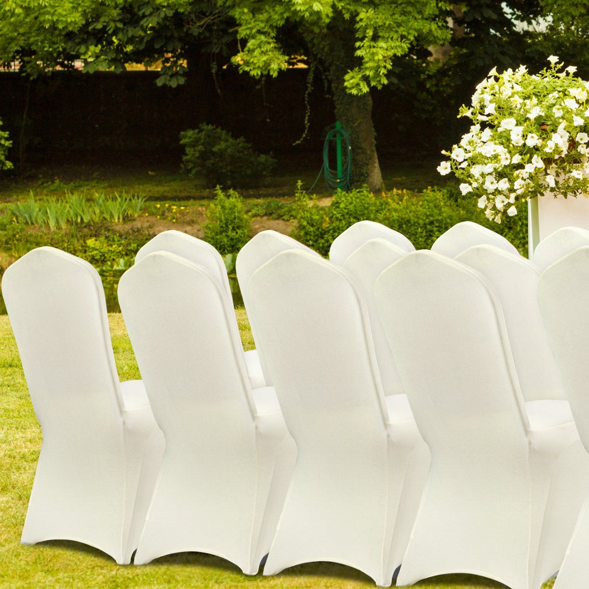 Stretch Spandex Folding Chair Covers, Universal Fitted Chair Cover, Removable Washable Protective Slipcovers, for Wedding, Holiday, Banquet, Party, Celebration, Dining (30PCS Beige)
