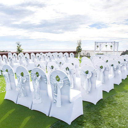 Stretch Spandex Folding Chair Covers, Universal Fitted Chair Cover, Removable Washable Protective Slipcovers, for Wedding, Holiday, Banquet, Party, Celebration, Dining (12PCS White)