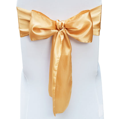 Stretch Spandex Chair Sashes Bows, Chair Slipcover and Stretch Chair Sash, Elastic Chair Bands, Fitting Wedding, Holiday, Banquet, Party, Celebration Chair Decoration (50 PCS Gold)