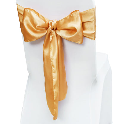 Stretch Spandex Chair Sashes Bows, Chair Slipcover and Stretch Chair Sash, Elastic Chair Bands, Fitting Wedding, Holiday, Banquet, Party, Celebration Chair Decoration (50 PCS Gold)