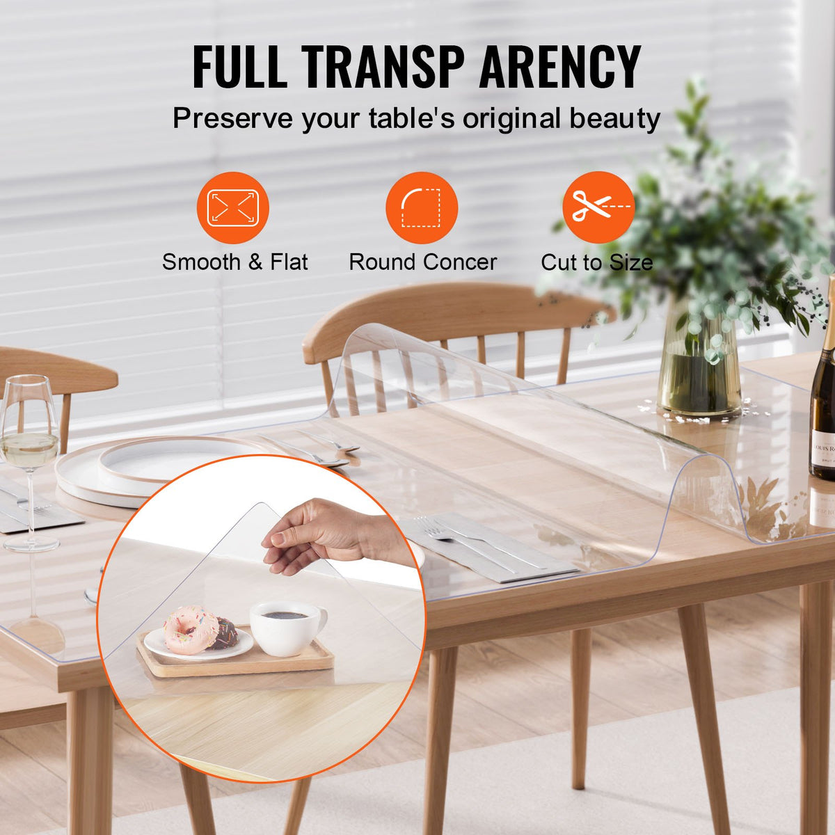Plastic Table Cover, 40 x 60 Inch 1.5 mm Thick Clear Table Protector, Rectangle PVC Desk Mat, Waterproof & Easy Cleaning Desk Pad Tablecloth, for Office Dresser Dining Room Table Night Stand