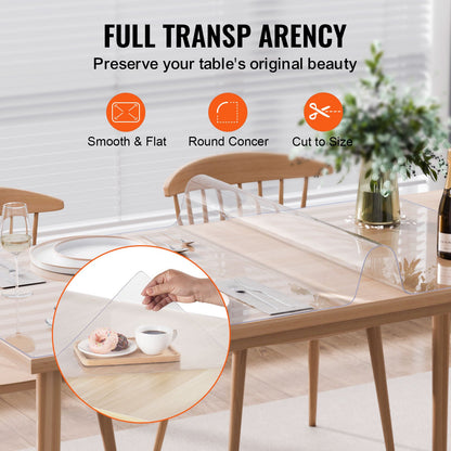 Plastic Table Cover, 40 x 60 Inch 1.5 mm Thick Clear Table Protector, Rectangle PVC Desk Mat, Waterproof & Easy Cleaning Desk Pad Tablecloth, for Office Dresser Dining Room Table Night Stand