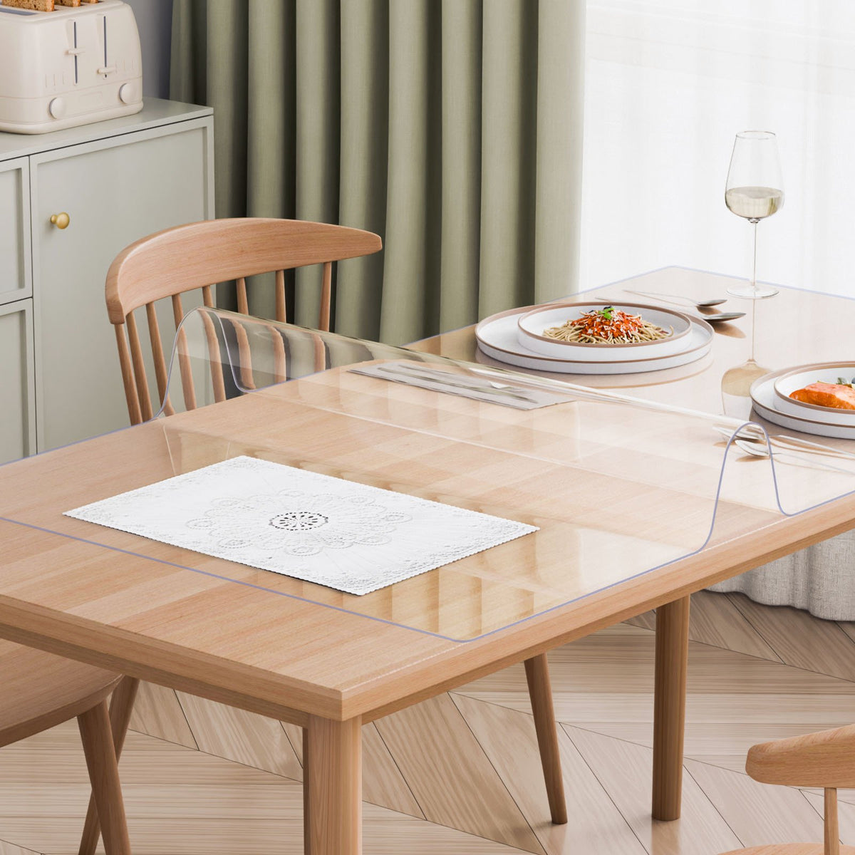 Plastic Table Cover, 40 x 60 Inch 1.5 mm Thick Clear Table Protector, Rectangle PVC Desk Mat, Waterproof & Easy Cleaning Desk Pad Tablecloth, for Office Dresser Dining Room Table Night Stand