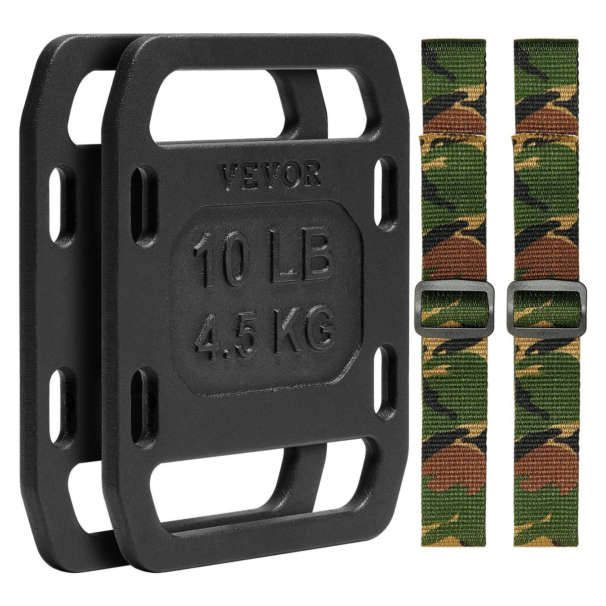 Cast Iron Ruck Weights,  10LB Pair Ruck Plate, Weighted Weights for Rucking, Adjustable Ruck Plate with Straps, for Rucking, Swings, Squat, Strength Training, Weightlifting, Fitness Workout