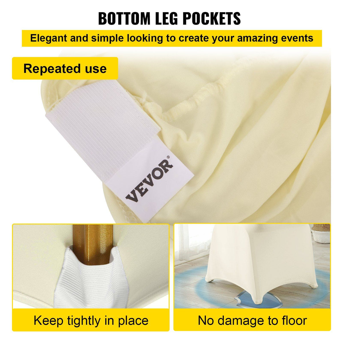Stretch Spandex Folding Chair Covers, Universal Fitted Chair Cover, Removable Washable Protective Slipcovers, for Wedding, Holiday, Banquet, Party, Celebration, Dining (100PCS Beige)