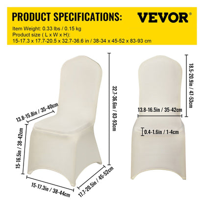 Stretch Spandex Folding Chair Covers, Universal Fitted Chair Cover, Removable Washable Protective Slipcovers, for Wedding, Holiday, Banquet, Party, Celebration, Dining (100PCS Beige)