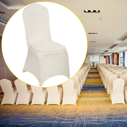 Stretch Spandex Folding Chair Covers, Universal Fitted Chair Cover, Removable Washable Protective Slipcovers, for Wedding, Holiday, Banquet, Party, Celebration, Dining (100PCS Beige)