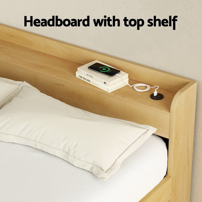 Artiss Bed Frame Double Size with Charging Ports and 2 Drawers AURA