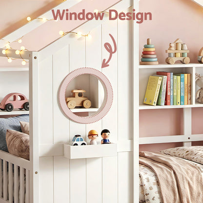 Artiss Kids Single Bed Frame House Bed Solid Wood Montessori Bed for Toddler White