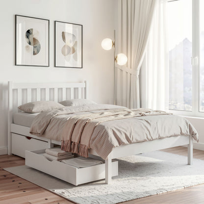 Artiss Bed Frame King Single Size Wooden Platform with 2 Storage Drawers White
