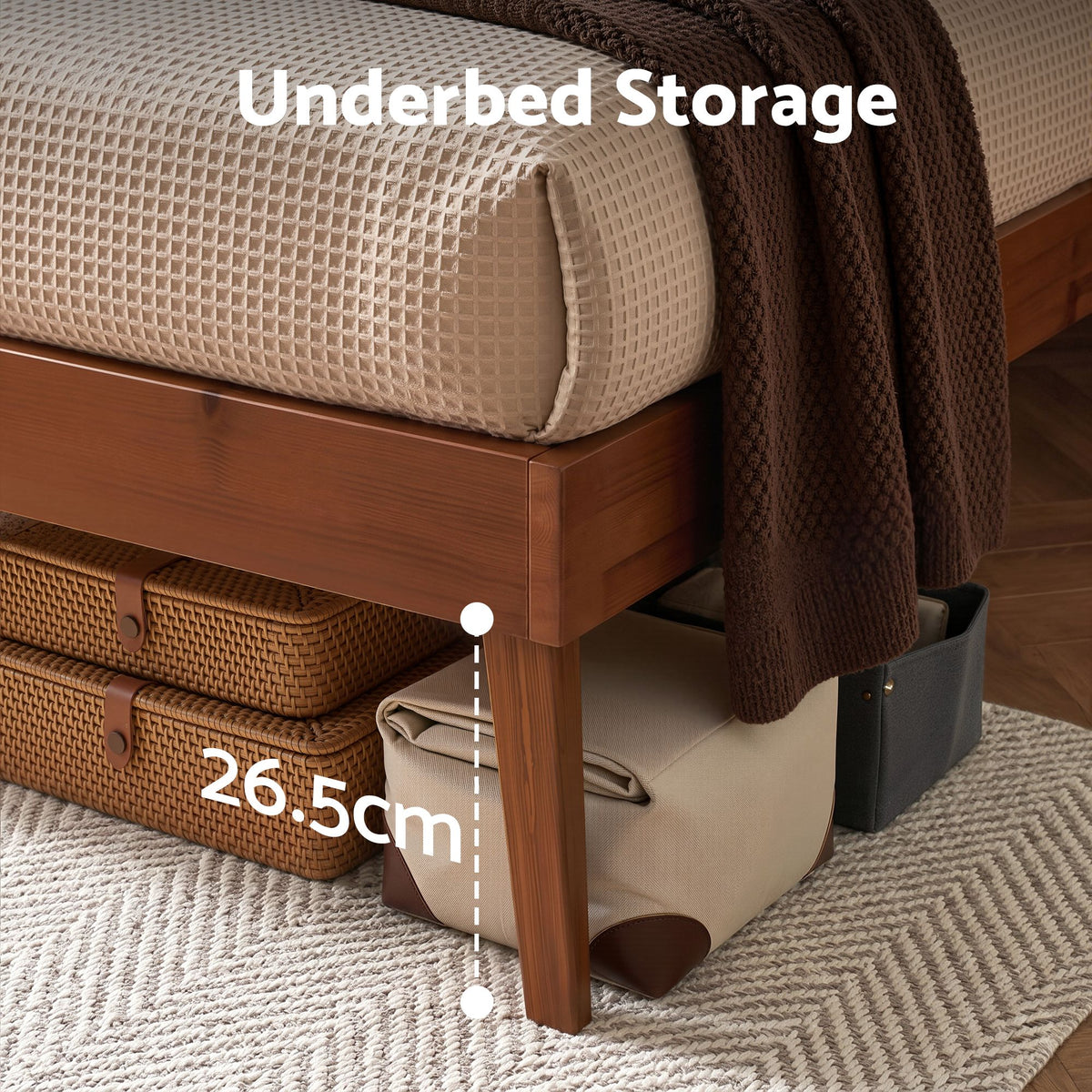 Artiss Bed Frame Queen Size Wooden Bed Base Walnut SPLAY
