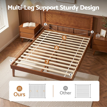 Artiss Bed Frame Queen Size Wooden Bed Base Walnut SPLAY