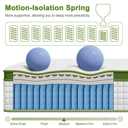 BedStory 34cm Queen Latex Hybrid Mattress Medium Firm - 5 Zone Pocket Spring Bed for Pressure Relief Motion Isolation