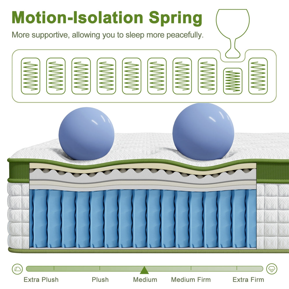 BedStory 34cm Single Latex Hybrid Mattress Medium Firm - 5 Zone Pocket Spring Bed for Pressure Relief Motion Isolation